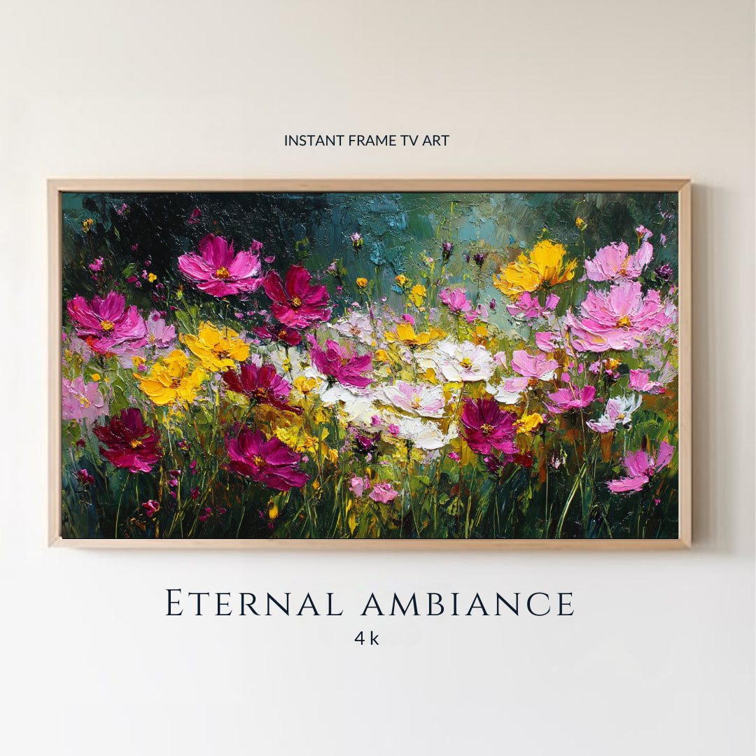 Jardín Esculpido: Arte Impasto para TV 4K | Impresionismo Floral Moderno
