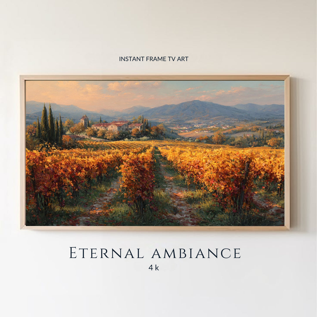 Viñedo Toscano en Oro - Una Obra de Lujo 4K para TV por Eternal Ambiance 4K