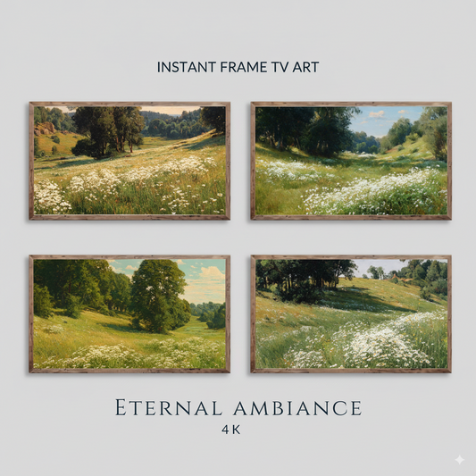 Set de 4 Arte para TV | Colección Prados de Verano | Galería de Paisajes Vintage para Decoración Clásica | Descarga Digital 4K por Eternal Ambiance