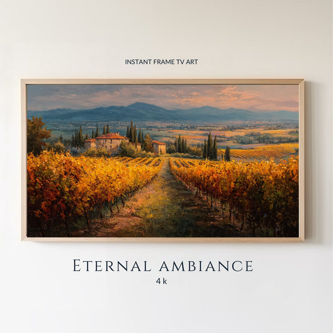 Viñedo Toscano en Oro - Una Obra de Lujo 4K para TV por Eternal Ambiance 4K